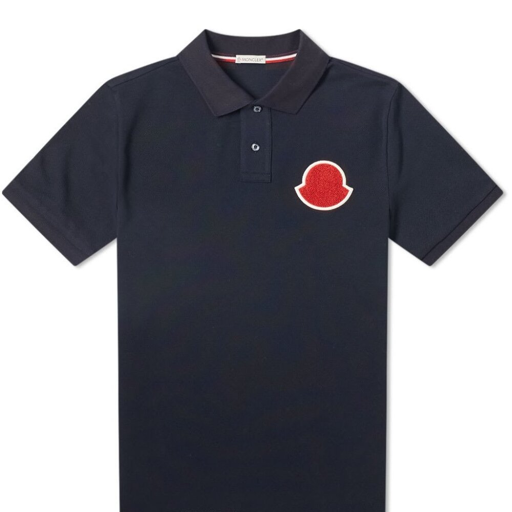 Moncler Terry Logo Polo Sz L $250